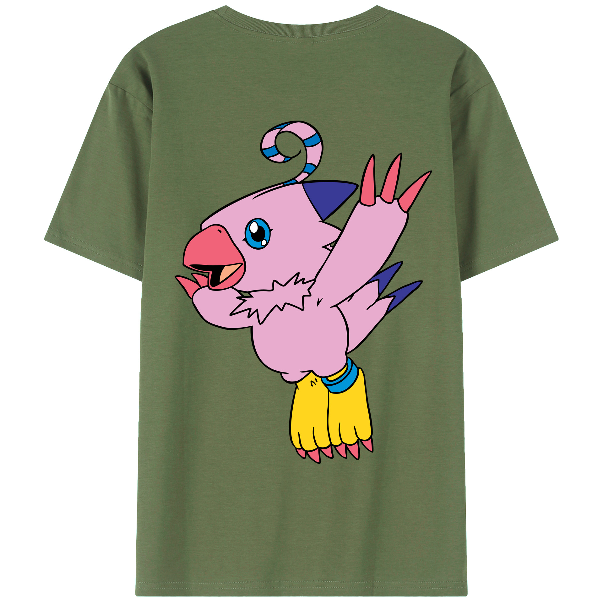 （画像用） Digimon デジタルモンスター/デジモン 綿100％ メンズ半袖Tシャツ（バックプリント） 通気性